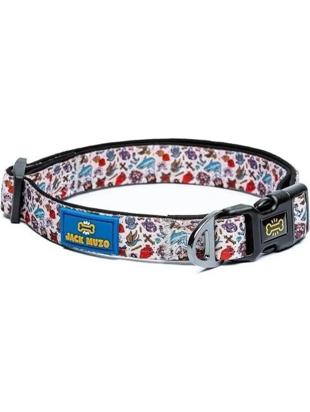 Vintage Tattoo Pirate Design Dog Collar White XS Dogs Padded Comfort New
